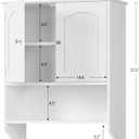 Iwell Bathroom Wall Cabinet, Over The Toilet Storage Cabinet with Towel Rack & Adjustable Shelf, Medicine Cabinet for Bathroom, White