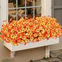 Alupssuc 20 Bundles Artificial Fall Flowers for Outdoors Decoration, Faux Pansies Fake Mums Flowers Plants, UV Resistant No Fade Realistic Silk Pansy for Porch Planter Garden Patio Yard, Autumn Orange