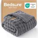 Bedsure Bubble Sherpa Throw Blanket for Couch - Fuzzy Fleece Thick Warm Blanket for Winter, GentleSoft Cozy Plush Throw Gift for Women, Room Decor, Grey, 50x60 Inches