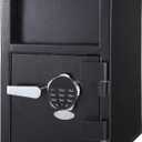 Depository Safe Digital Depository Safe Box, 13.7'' X 15.7'' X 19.2'' Electronic Steel Safe with Keypad, Locking Drop Box with Slot, Metal Lock Box with Two Emergency Keys for Your Valuables