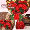 100Pcs Real Touch Red Artificial Roses with Stems - 3" x 8.5" Foam Fake Flowers Bulk for DIY Wedding Bouquets, Centerpieces, Valentine's Day Gifts & Home Decor