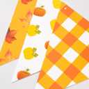 Fall Banner Garland – Autumn Triangle Flag Bunting with Plaid, Pumpkin & Maple Leaf Designs – Cardstock Thanksgiving Decorations for Fall Birthday, Harvest & Party Supplies