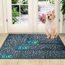 Bulijojo Front Door Mat Entrance,Durable Heavy Duty Welcome Mat,Thick Absorbent Natural Rubber Non Slip Mat, Sturdy Entryway Blue 47"x32", 2'8" x 3'11"