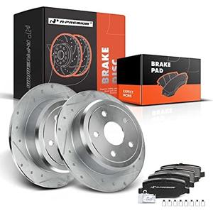 Jeep Wrangler JK Front Drilled & Slotted Brake Rotors + Ceramic Pads Kit (2007-2017)