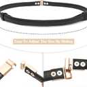 Womens Skinny Belts PU Leather Waist Belt Ladies Thin Waist Belt with Gold Buckle for Dresses (Fit Waist 24"-37", Black)