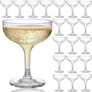Peohud Set of 20 Coupe Cocktail Glasses, 5 Oz Unbreakable Small Acrylic Martini Glasses, Reusable Champagne Cups for Party, Home, Bar, Wedding, Picnic
