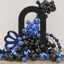 LEBENGURU Upgraded 7.2FT Open Arch Backdrop Cover, Black Spandex Fitted Round Top Wedding Arches, Double-Sided U-Shaped Arch Chiara Stand Covers for Birthday Party Baby Shower Banquet Balloon Dcor