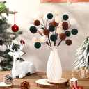 2 x 6 Pack Velvet Christmas Ball Ornament 11.8 Inch Large Christmas Tree Ball Picks Xmas Tree Topper Hanging Decor for Home Stockings Vase Fillers Garland Wreath Holiday DIY Crafts Supplies (Brown)