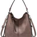 Realer Hobo Crossbody Bags for Women Designer Faux Leather Hobo Handbags Retro Large Size Shoulder BagBucket Purse (Large-15.2 inch, Coffeegun Black Hardware15.2")