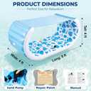 Giant Inflatable Pool Couch Float, 157" x 36" Extra Large Floating Island Raft, Cabana, Luxury Pool Lounger for 2 Adults, Tropical Print with Shade, Cup Holders, Backrest, Handle, Electric Air Pump