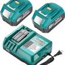 BL1860 18V 6.0Ah Battery and Charger for Makita,New Version DC18RC Charger with LCD Display Cooling Fan Compatible with Makita LXT Li-ion Battery BL1850 BL1840 BL1830 BL1820 BL1815 (Blue)
