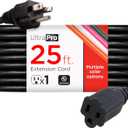 UltraPro Outdoor Extension Cord, 25 Ft, Heavy Duty, UL Certified 3 Prong, 16 AWG 3-Wire, Multipurpose Long, 1 Pack, Black, 69275