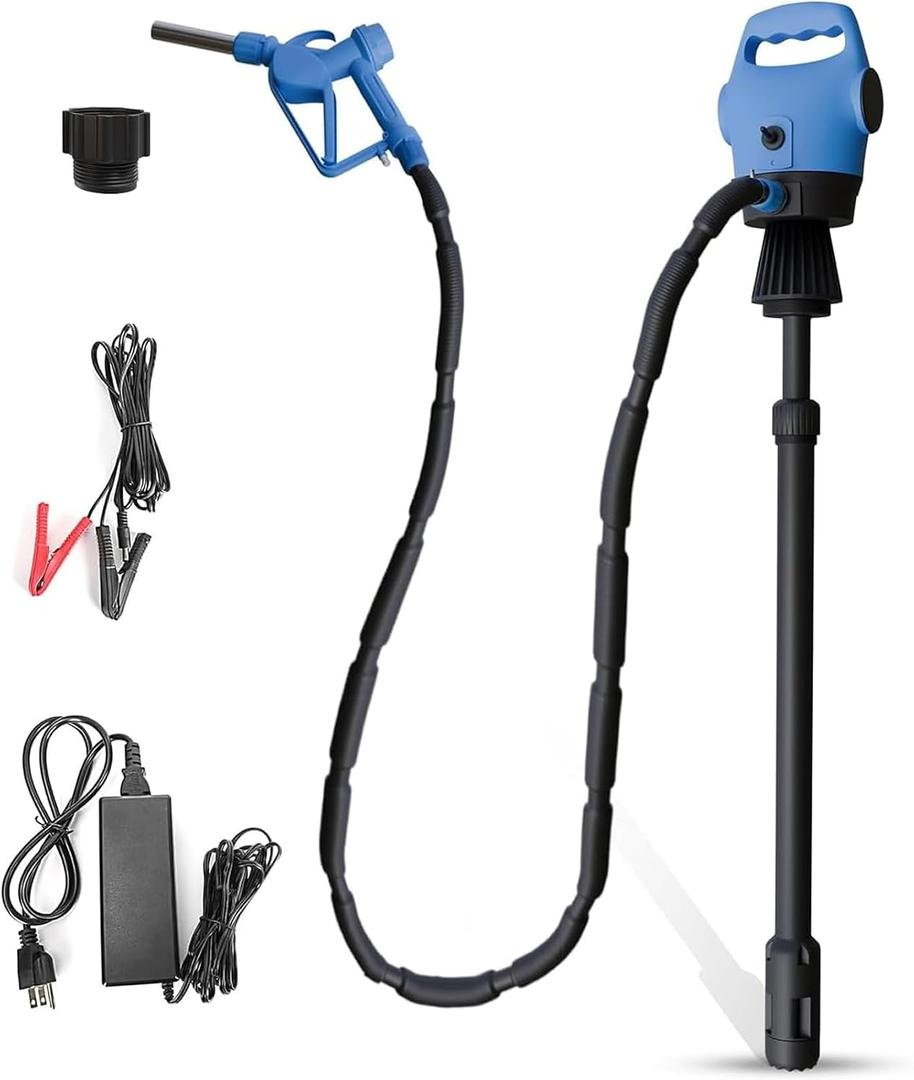 Electric Drum Barrel Pump with 120V AC/12V DC Power,55 Gallon Drum Pump with Built-in 2-Inch Bung Adapter, 5 Gallons Per Minute Flow Rate, for DEF, Diesel, Water, Antifreeze