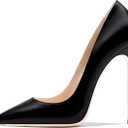 Women's Pointed Toe Shallow Stiletto Heels 4.7 Inch Pumps Wedding Party Banquet Shoes (9, Black Pleather)