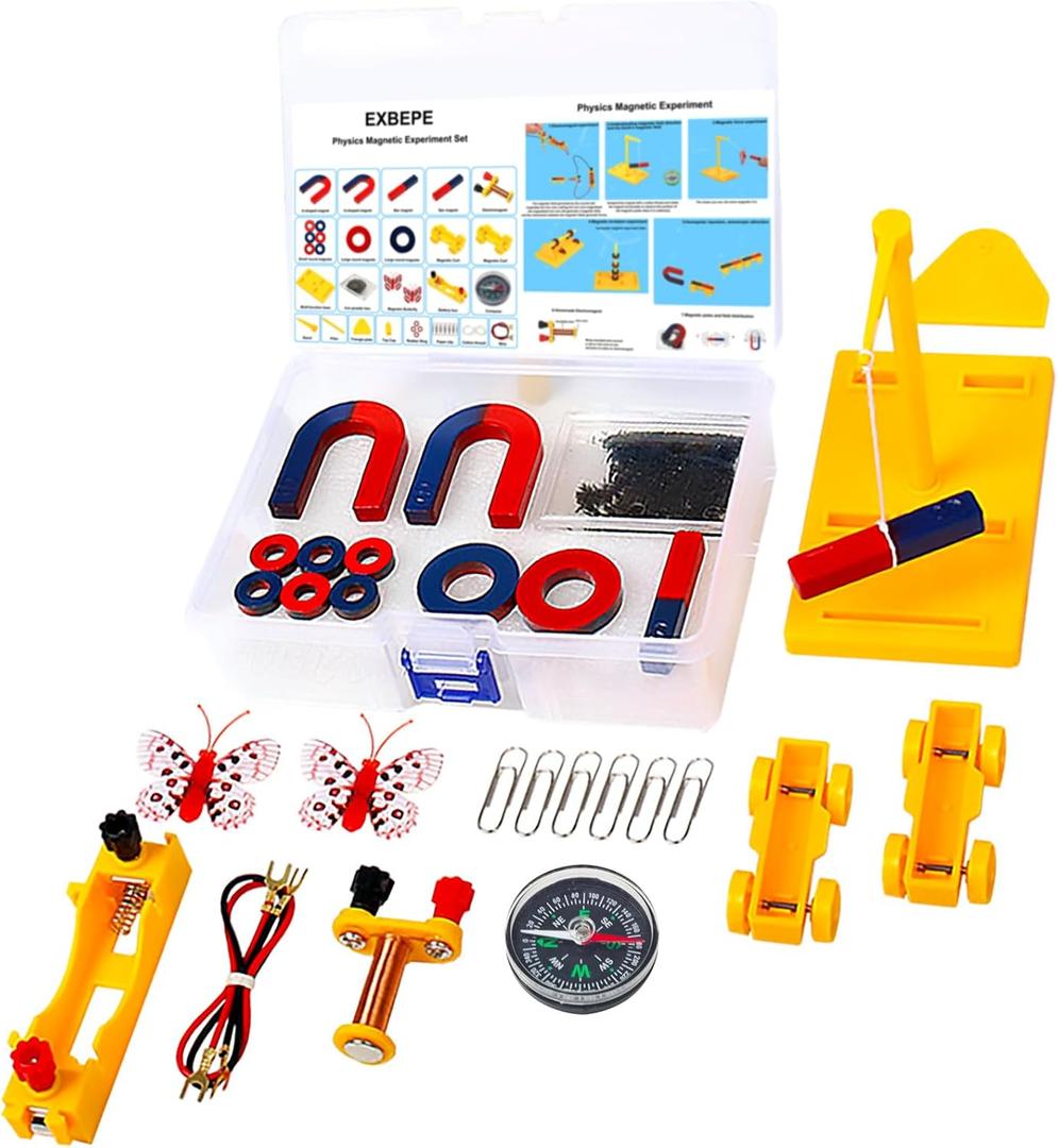 EXBEPE Magnet Kit Physics Science Electromagnet Experiment Set for Education Science Experiment Tools Teacher Classroom Supply