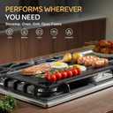 EWFEN Reversible Grill/Griddle, 16.7x9.5'' Pre-Seasoned Cast Iron Griddle Pan, Double Burner Cookware, Rectangular Non-Stick Stovetop Griddle with Handles, Flat Top Plate for Oven, Grill & Campfire