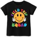 Field Day Shirt for Toddler Boys Girls Kids 2-8T, Colorful Field Day Print, Short Sleeve Tee, Fun & Comfortable (Black)