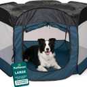 FurHaven Portable Pet Playpen for Dogs & Cats, Large Indoor Kitten Playpen with Mesh Sides, Foldable Dog Playpen for Small Dogs, Pop Up Travel Dog Pen, Large, Pet Crate with Mesh Sides, Sailor Blue