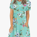 LONGYUAN Women's Casual Dresses 2025 Summer Short Sleeve Dress Hide Belly Loose Fit Sundress with Pockets medium