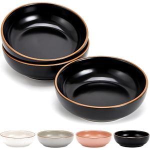 Ceramic Cat Bowls, Howise Pet Bowl Cat Dishes for Food and Water, 5.3 in Puppy Food Bowl 3 Pack Cat Food Bowl Set, Matte Black Finish