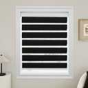 Cordless Zebra Blinds for Windows, Dual Layer Light Control Blinds for Indoor Windows, Light Filtering Roller Blinds & Shades, Black, 30" W x 72" H