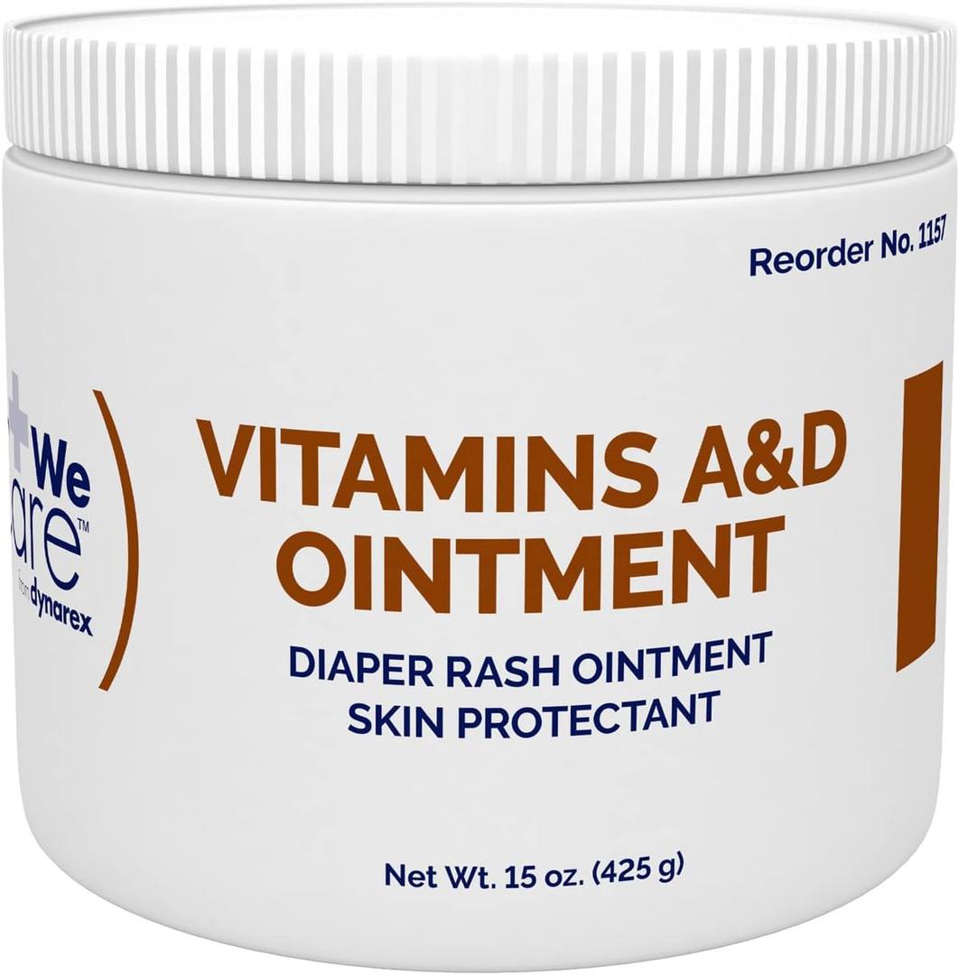 Dynarex Vitamins A & D Ointment, Ointment with Vitamin A and Vitamin D Skin Protectant, for Diaper Rash and Discomfort, White, 4 Oz Tube Pack of 12