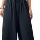 Floerns Women's Summer Jumpsuit Spaghetti Strap One Piece Outfit Wide Leg Baggy Pants Romper (Black Tall, Small)