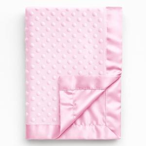 Pro Goleem Baby Soft Minky Dot Blanket with Silky Satin Backing Baby Gifts for Girls Pink, 30 x 40
