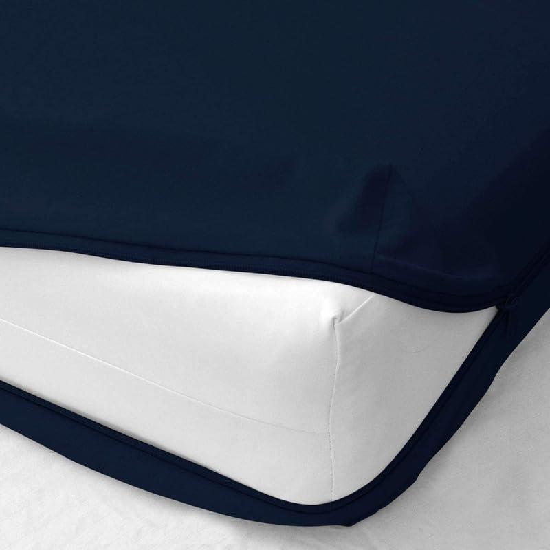 Shreem Linen Zipper Fitted Sheet -16 Inch Extra Deep Pocket, Soft Brushed Microfiber Bottom Sheet, Wrinkle, Shrink & Fade Resistant, Hotel Quality, Navy Blue, King