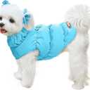 Winter Warm Dog Jacket for Small Medium Dogs Cat Cold Weather Coats with Harness Paded Dogs Fleece Vest Waterproof Windproof Dog Snow Jacket Pet Puppy Clothes (Blue,M)