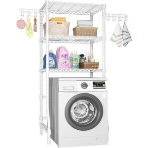 Ulif U8 Medium Laundry Room Storage Organizer, Over the Washer and Dryer Storage Shelves for Laundry Organization, 32.3W x 17.3D x 76.2H, Suit Washing Machine Width within 29.9, Hold 304 lb, White