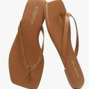 Gorfen Flip Flops for Women Comfortable Square Toe Casual Beach Sandals Summer Outdoor and Everyday Wear, Brown, Size 7