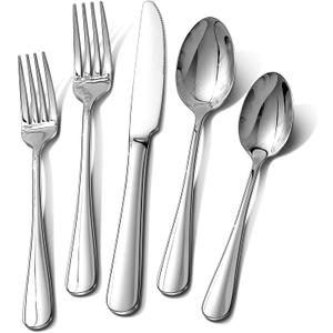 Silverware Set, 30-Piece Flatware Set for 6 Include Forks Spoons Knives Stainless Steel Utensil Set, Mirror Polished Dishwasher Safe Tableware Cutlery Set for Home, Restaurant, Party, Wedding