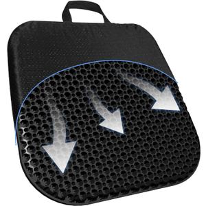 Gel Seat Cushion for Long Sitting With handle-Large & Thick & Soft & Breathable-Gel Cushion for Wheelchair, Gel Chair Cushion for Hip Pain, Gel Seat Cushion for Office Chair (Black, 17 x 15 inches)