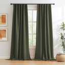 KEQIAOSUOCAI Dark Olive Green Blackout Curtains 102 Inches Long 2 Panels Set- Faux Linen Textured Black Out Thermal Insulated Noise Reduction Winodw Draper for Bedroom and Living Room 50x102-in