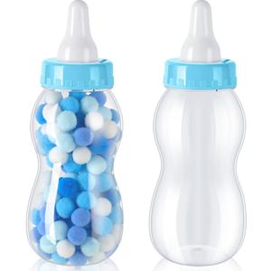 2 Pcs Candy Baby Bottle Bank Jumbo Plastic Bottles Piggy Bank for Baby Shower Party Games Favor Gift Decor (11in,Blue)
