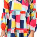 Amoretu Womens Tunic Dress Long Sleeve V Neck Casual Loose Flowy Swing Shift Dresses