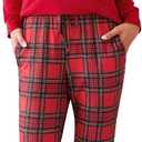 difficort Christmas Pajamas for Women Long Sleeve Pj Set Soft Sleepwear Plaid Pant with Pockets L