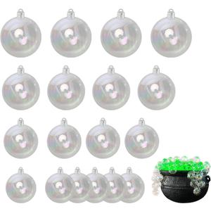 4 Sizes Iridescent Clear Plastic Ornaments for Crafts DIY Bubble Pot Halloween Cauldron Christmas Ball Decorations Tree Ornaments Birthday Wedding Decor (18)