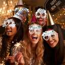 2 x HOWAF 24pcs Black Silver New Year Glasses, Happy New Year Paper Eyeglasses for 2026 New Year Eve Party Supplies, Silver New Year Photo Booth Props Eyewear, Fancy New Year Party Glasses for 2026 NYE