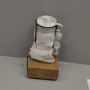 Gomakren 6 Ounce Cappuccino Cups with Saucers and Metal Stand, Stackable Coffee Cup Set of 4, Valentine Porcelain Espresso Cups for Coffee Drinks, Cappuccino, Latte, Americano, Tea, White