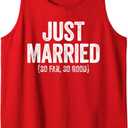 Just Married So Far So Good Shirt Newlywed Bride and Groom Tank Top (Small, Black)