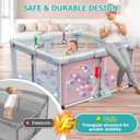 OCATO Baby Playpen: Foldable Playpen for Babies and Toddlers Large Play Pen Portable Playpen Fence Indoor Outdoor Kids Safety Area Travel Play Yard with 1 Storage Bag 4 Handlers 50 Balls (50" 50")