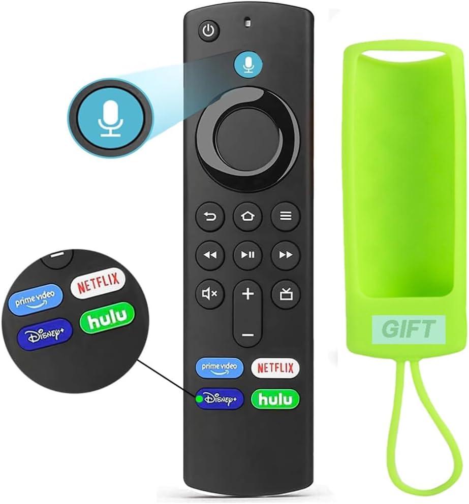 Voice Remote Control Replacement for L5B83G/L5B83H TV, for Smart TV/4K Max, Lite, 3rd/2nd Amazon Cube (1st & 3nd Gen), AMZ TV(3rd Gen, Pendant), with Green Protective Silicone Cover