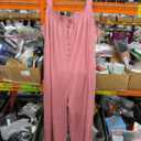 KIRUNDO Summer One Piece Jumpsuits For Women 2025 Casual Loose Button Sleeveless Romper Knit Wide Leg Overalls With Pockets, Size XL