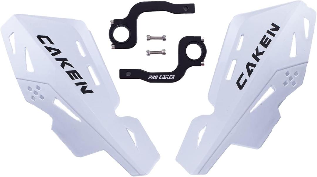 PRO CAKEN Universal 7/8" 22mm and 1 1/8" 28mm Dirt Bike Handguards CNC Bracket Handle Bar Hand Guards for Motocross ATV Scooter CRF KLX KX LTR TRX SX SXF EXC XCW Grizzly Hawk 250 Bicycles-White