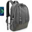 travel inspira Travel Laptop Backpack, Business Anti Theft Sturdy Work Bag with USB Charging Port, Airline Approved College Computer Bag Gift for Men & Women Fits 16 Inch Notebook, Grey