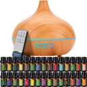 550 ML Aroma Diffiser with Essential Oils Set, Essential Oil Diffuser with Remote, Ultrasonic Technology Aromatherapy Diffusers Auto Shut-Off for Office, Home