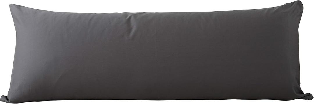 EVOLIVE New 300TC Thread Count 100% Cotton Body Pillow Cover/Case Replacement with Hidden Zipper Closure 21"x54" (Charcoal Grey)