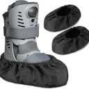 Geyoga 2 Pcs Fracture Walking Boot Cover Oxford Cloth Non Slip Reusable Shoe Covers for Non Skid Foot Brace Recovery Shoes Covers with Rubber Sole(Medium,Black)